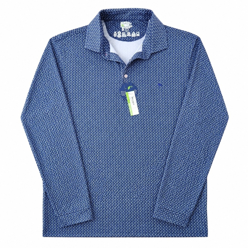 TailorByrd Men's Performance Long Sleeve Top Golf Tees Blue Size XL SPF New